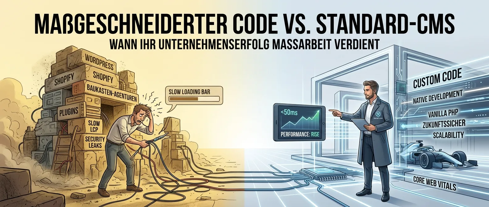 Maßgeschneiderter Code vs. Standard-CMS